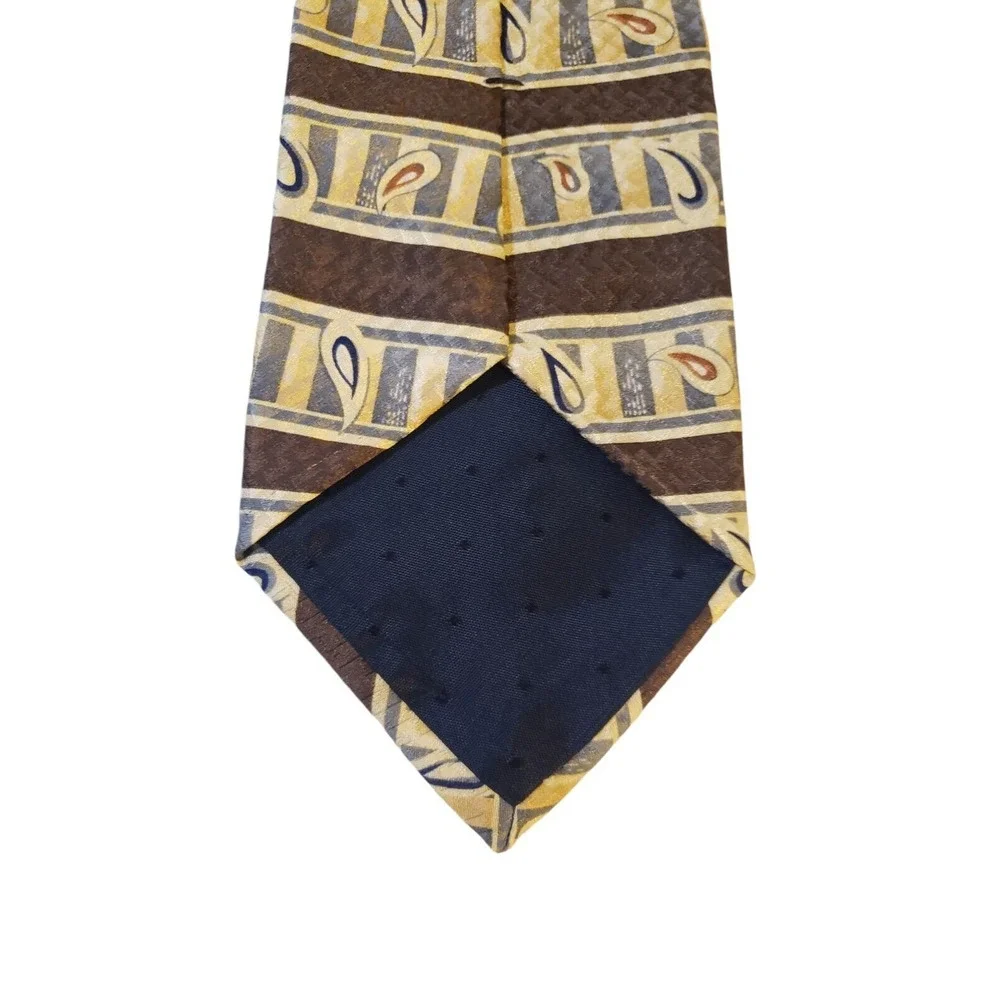 Alexander Lloyd Luxury 100% SILK‎ Men's Designer Striped Brown Cream Long Tie
